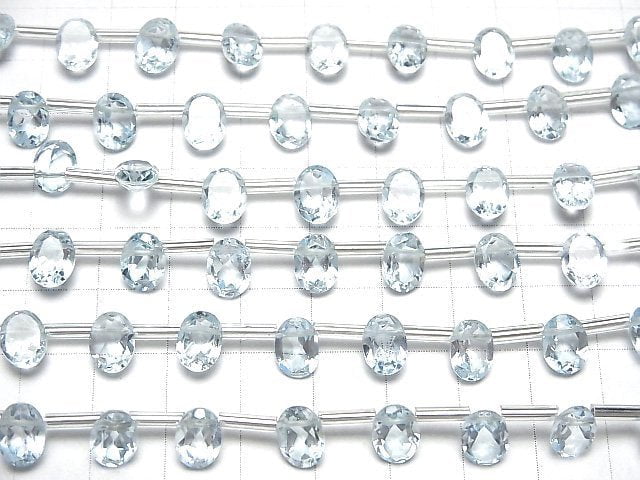 Hochwertiger himmelblauer Topas AAA oval facettiert 8x6mm 1 Strang Perlen (8 Stück)