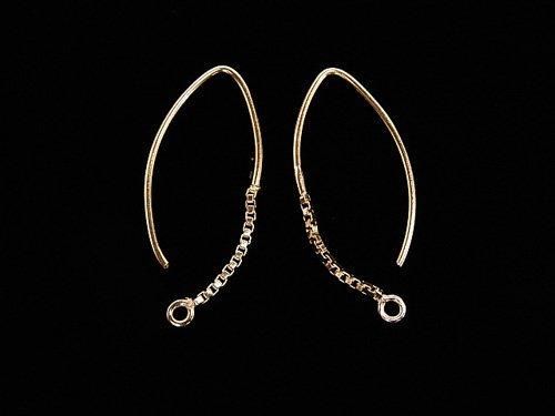 Marquise Ohrhaken 20x11mm 1 Paar mit 14KGF Boxkette