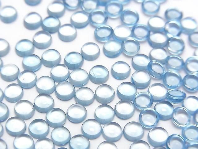 High Quality Swiss Blue Topaz AAA Round Cabochon 4x4mm 5pcs