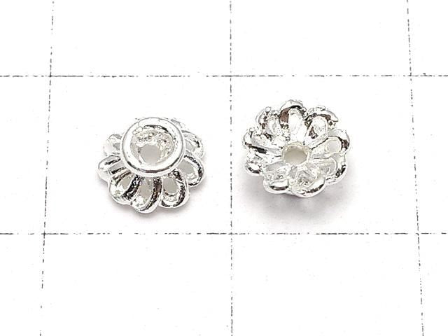 金屬花托 6x6x3毫米 淺銀 10個