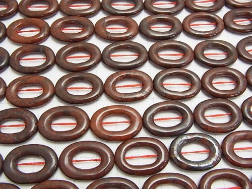 Poppy Jasper Oval (Donut) 25 x 18 x 4 mm half or 1 strand beads (aprx.15 inch / 37 cm)