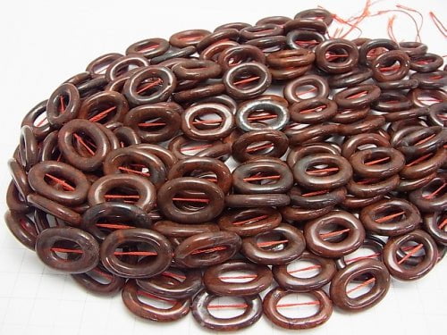 Poppy Jasper Oval (Donut) 25 x 18 x 4 mm half or 1 strand beads (aprx.15 inch / 37 cm)