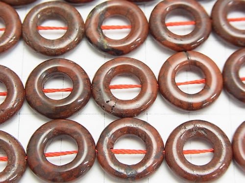 Poppy Jasper Coin (Donut) 15 x 15 x 3 mm half or 1 strand beads (aprx.15 inch / 37 cm)