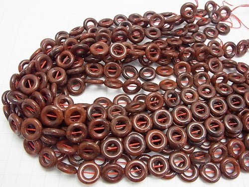 Poppy Jasper Coin (Donut) 15 x 15 x 3 mm half or 1 strand beads (aprx.15 inch / 37 cm)