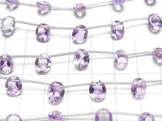 Hochwertiger rosa Amethyst AAA oval facettiert 9x7mm 1 Strang Perlen (10 Stück)
