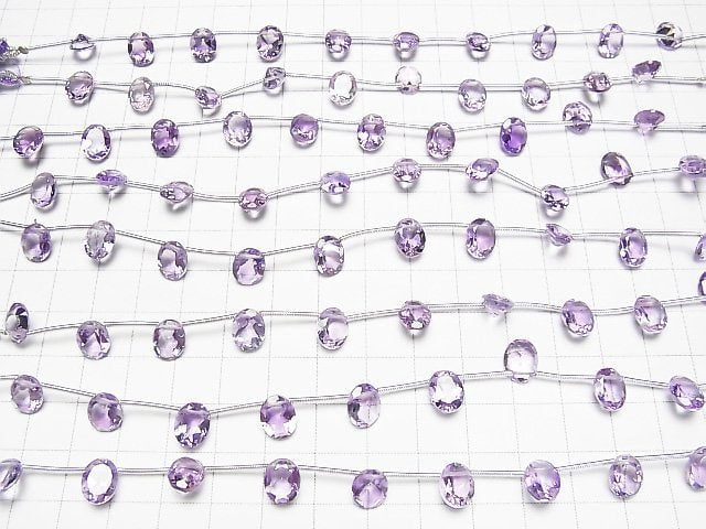 Hochwertiger rosa Amethyst AAA oval facettiert 9x7mm 1 Strang Perlen (10 Stück)