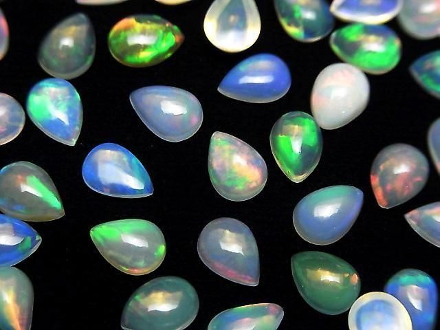 Hochwertiger äthiopischer Opal AAA tropfenförmiger Cabochon 7x5mm 3 Stück