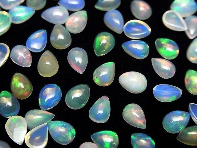 Hochwertiger äthiopischer Opal AAA tropfenförmiger Cabochon 7x5mm 3 Stück