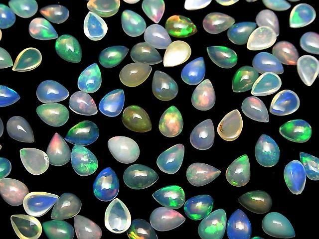 Hochwertiger äthiopischer Opal AAA tropfenförmiger Cabochon 7x5mm 3 Stück