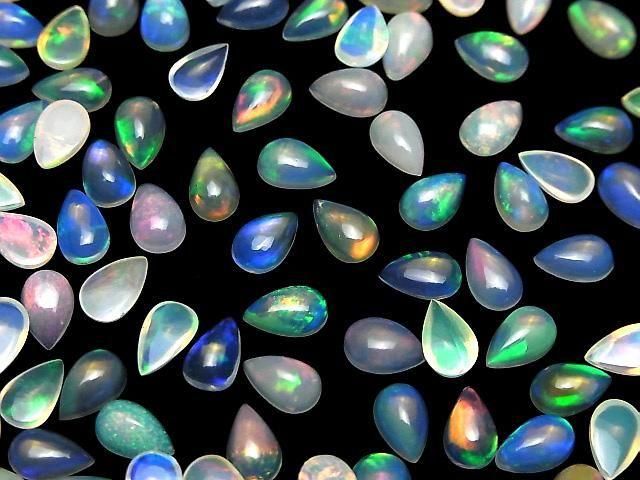 Hochwertiger äthiopischer Opal AAA tropfenförmiger Cabochon 8x5mm 3 Stück