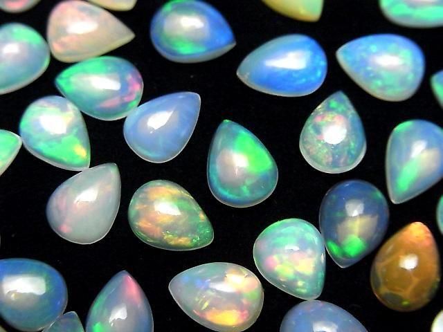 Hochwertiger äthiopischer Opal AAA tropfenförmiger Cabochon 8x6mm 3 Stück