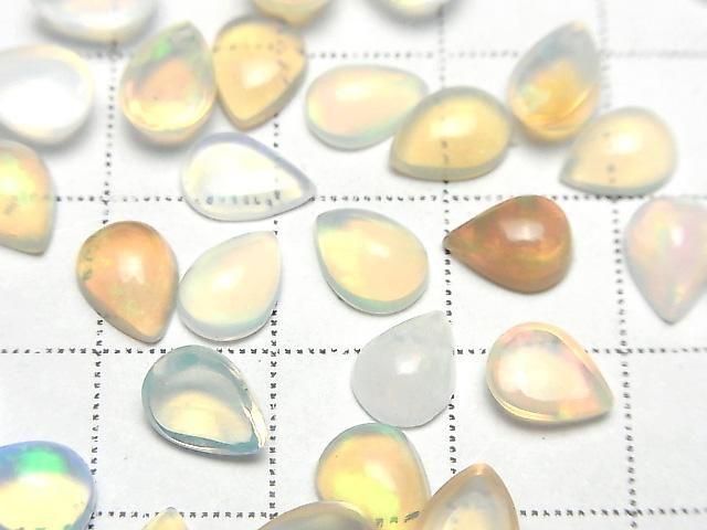 Hochwertiger äthiopischer Opal AAA tropfenförmiger Cabochon 8x6mm 3 Stück