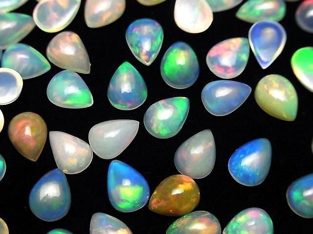 Hochwertiger äthiopischer Opal AAA tropfenförmiger Cabochon 8x6mm 3 Stück