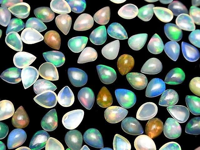 Hochwertiger äthiopischer Opal AAA tropfenförmiger Cabochon 8x6mm 3 Stück