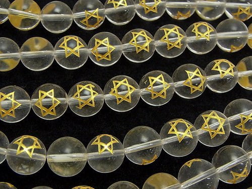 Goldene! 6-Punkte Stern Schnitzerei! Kristall AA++ Rund 8 mm, 10 mm, 12 mm halb oder 1strang Perlen (ca. 15 Zoll / 36 cm)
