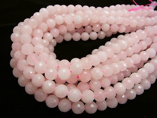High Quality! Rose Quartz AA++ 128Faceted Round 10mm half or 1strand beads (aprx.15inch/37cm)