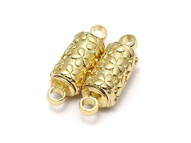 Metal Parts Clasp, Magnetic, 12x6x6mm, Gold, 2 pairs