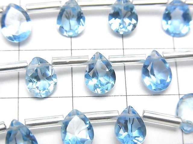Hochwertiger Schweizer blauer Topas AAA Birnenform-facettiert 8x6mm halbe oder 1Strang Perlen (8 Stück)