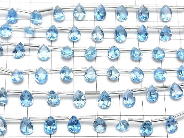 Hochwertiger Schweizer blauer Topas AAA Birnenform-facettiert 8x6mm halbe oder 1Strang Perlen (8 Stück)