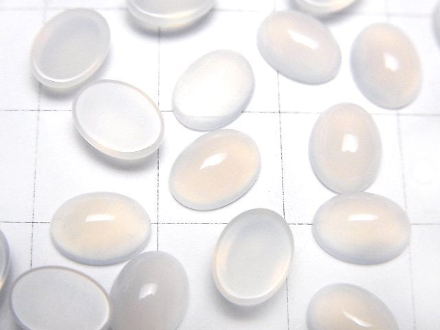 Weißer Chalcedon AAA Oval Cabochon 8x6mm 5 Stück
