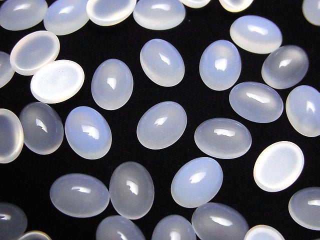 Weißer Chalcedon AAA Oval Cabochon 8x6mm 5 Stück