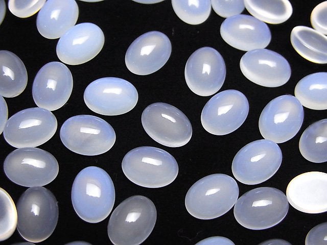 Weißer Chalcedon AAA Oval Cabochon 8x6mm 5 Stück