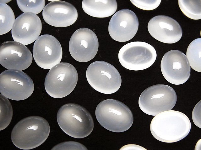 Weißer Chalcedon AAA Oval Cabochon 10x8mm 5 Stück