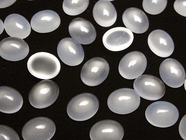 Weißer Chalcedon AAA Oval Cabochon 10x8mm 5 Stück