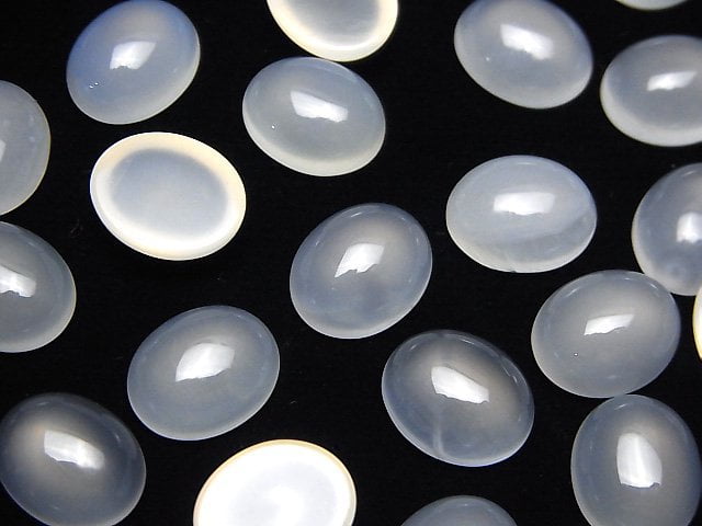 Weißer Chalcedon AAA Oval Cabochon 12x10mm 5 Stück
