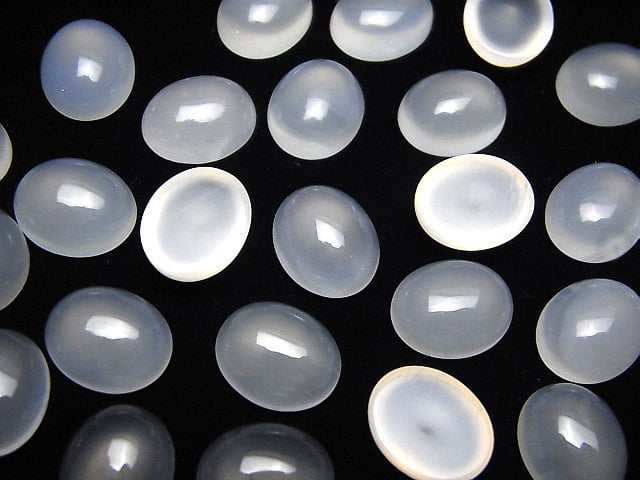 Weißer Chalcedon AAA Oval Cabochon 12x10mm 5 Stück