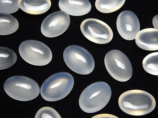 Weißer Chalcedon AAA Oval Cabochon 14x10mm 4 Stück
