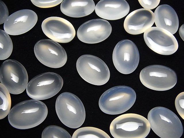 Weißer Chalcedon AAA Oval Cabochon 14x10mm 4 Stück