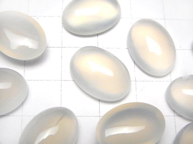 Weißer Chalcedon AAA Oval Cabochon 18x13mm 3 Stück