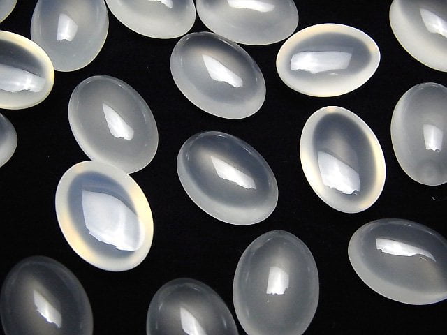 Weißer Chalcedon AAA Oval Cabochon 18x13mm 3 Stück