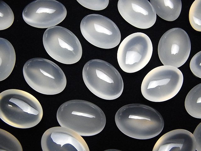 Weißer Chalcedon AAA Oval Cabochon 18x13mm 3 Stück