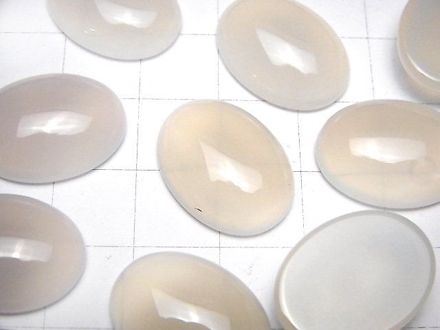 Weißer Chalcedon AAA Oval Cabochon 20x15mm 4 Stück