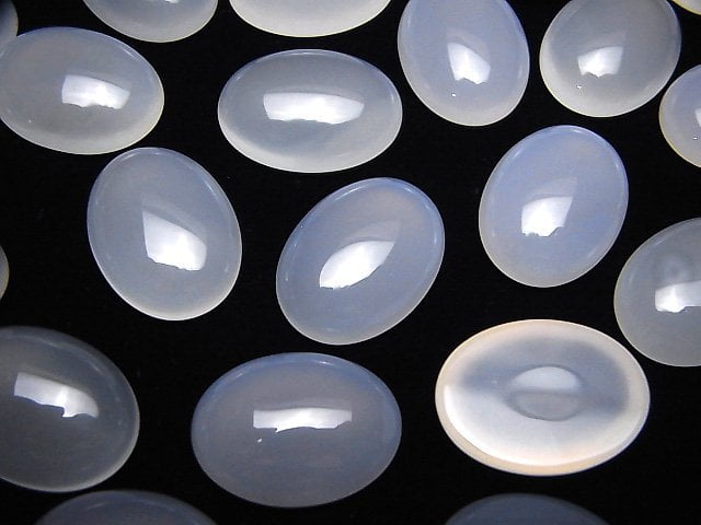 Weißer Chalcedon AAA Oval Cabochon 20x15mm 4 Stück