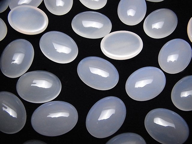 Weißer Chalcedon AAA Oval Cabochon 20x15mm 4 Stück