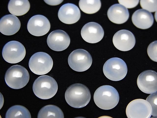Weißer Chalcedon AAA Rund Cabochon 6x6mm 5 Stück