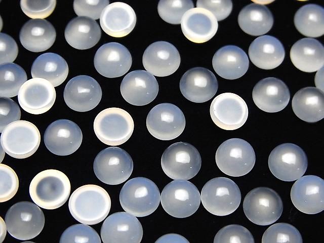 Weißer Chalcedon AAA Rund Cabochon 6x6mm 5 Stück