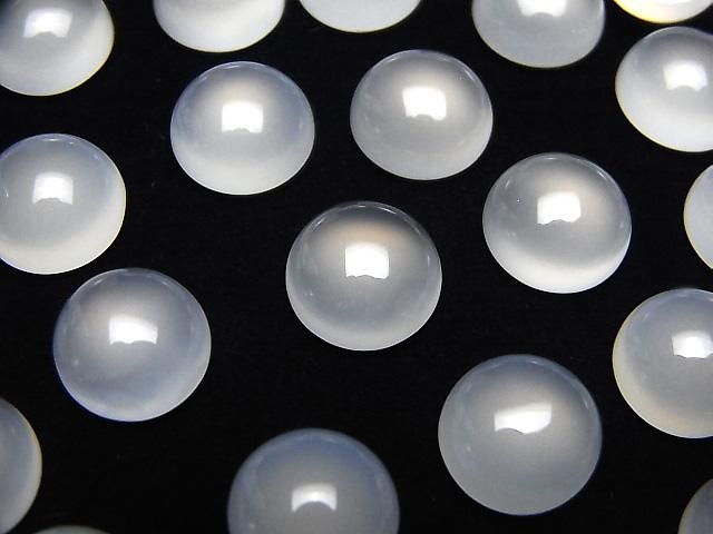 Weißer Chalcedon AAA Rund Cabochon 10x10mm 5 Stück