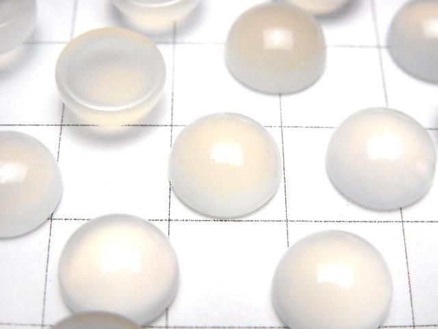 Weißer Chalcedon AAA Rund Cabochon 10x10mm 5 Stück