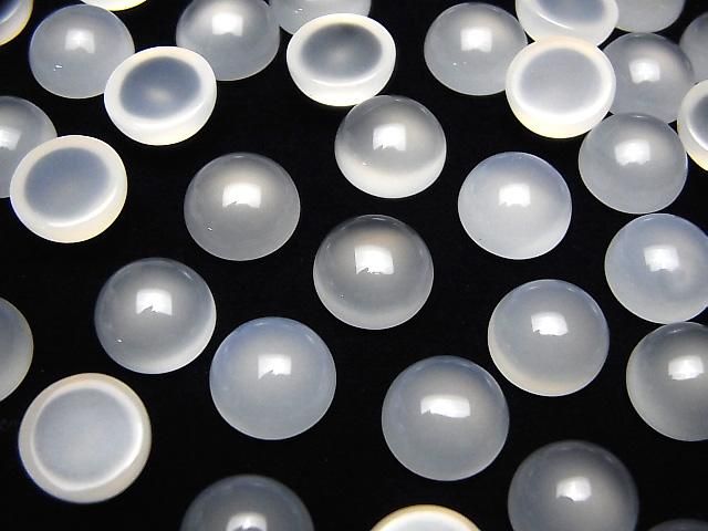 Weißer Chalcedon AAA Rund Cabochon 10x10mm 5 Stück