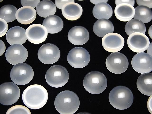 Weißer Chalcedon AAA Rund Cabochon 10x10mm 5 Stück