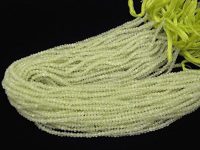Prehnite AAA Faceted Button Rondelle 1strand beads (aprx.13inch/32cm)