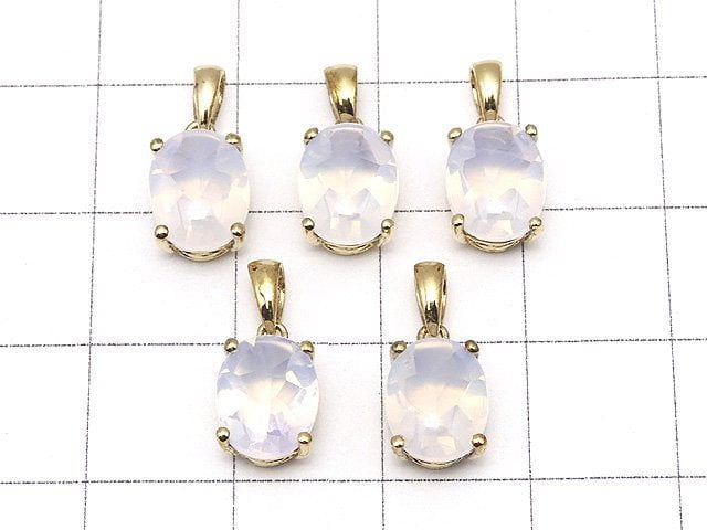 Hochwertiger Scorolite AAA oval facettierter Anhänger 9x7mm 18KGP