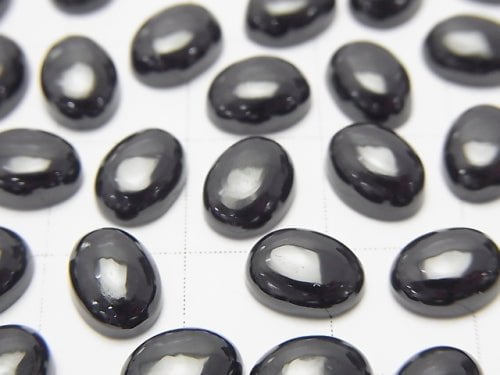 Schwarzer Spinell AAA ovaler Cabochon 8x6mm 5 Stück