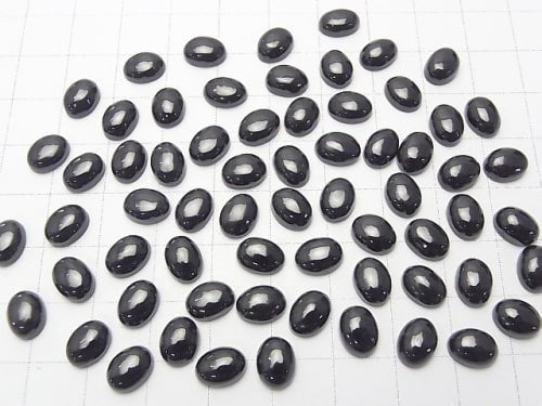 Schwarzer Spinell AAA ovaler Cabochon 8x6mm 5 Stück
