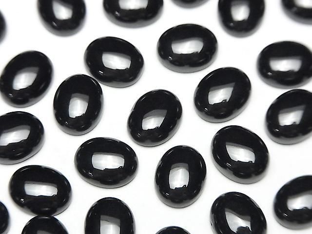 Schwarzer Spinell AAA ovaler Cabochon 10x8mm 5 Stück