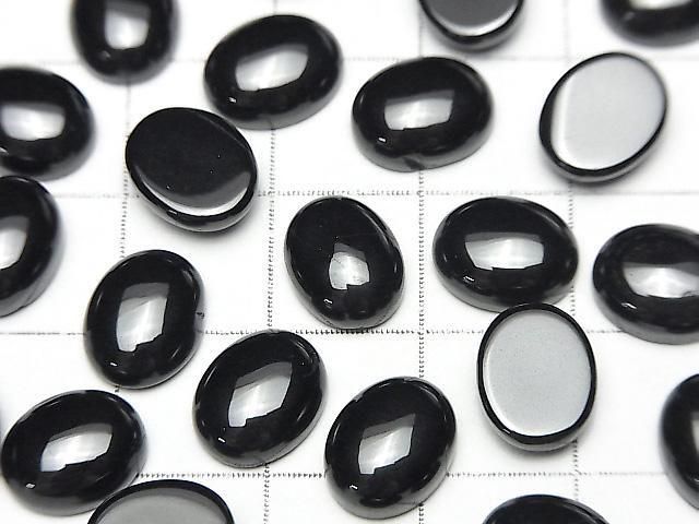 Schwarzer Spinell AAA ovaler Cabochon 10x8mm 5 Stück